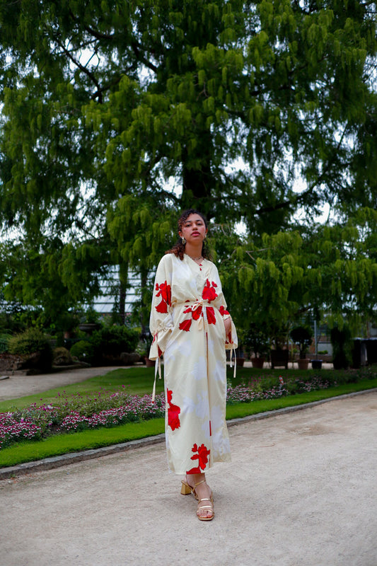 Warda Butter Yellow Kimono Dress