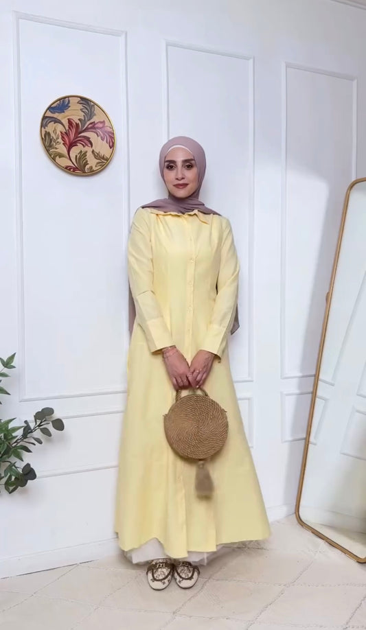 The Malika Longline Shirt in Butter Yellow