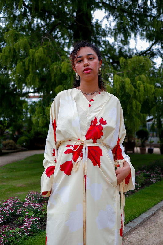 Warda Butter Yellow Kimono Dress