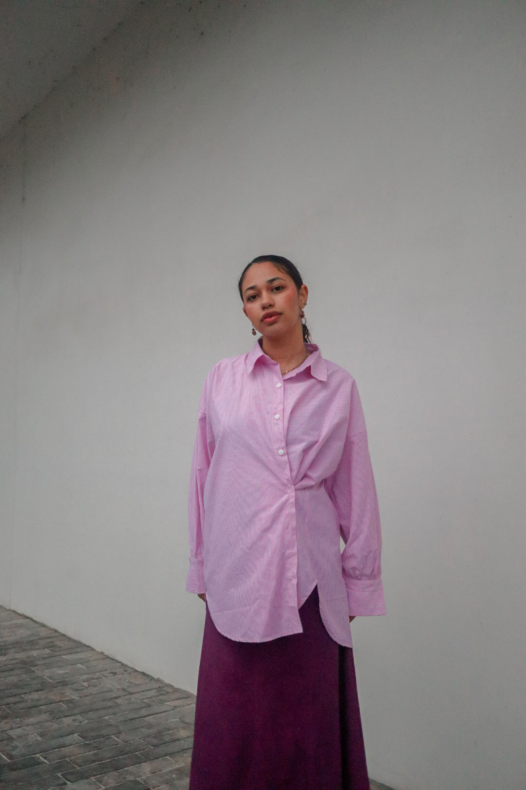 The Dalida Shirt in Striped Pink