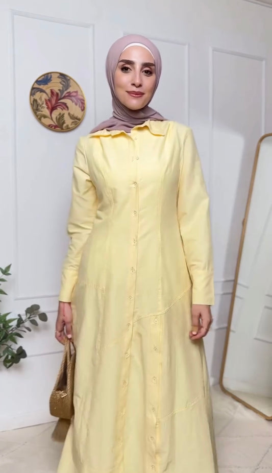 The Malika Longline Shirt in Butter Yellow