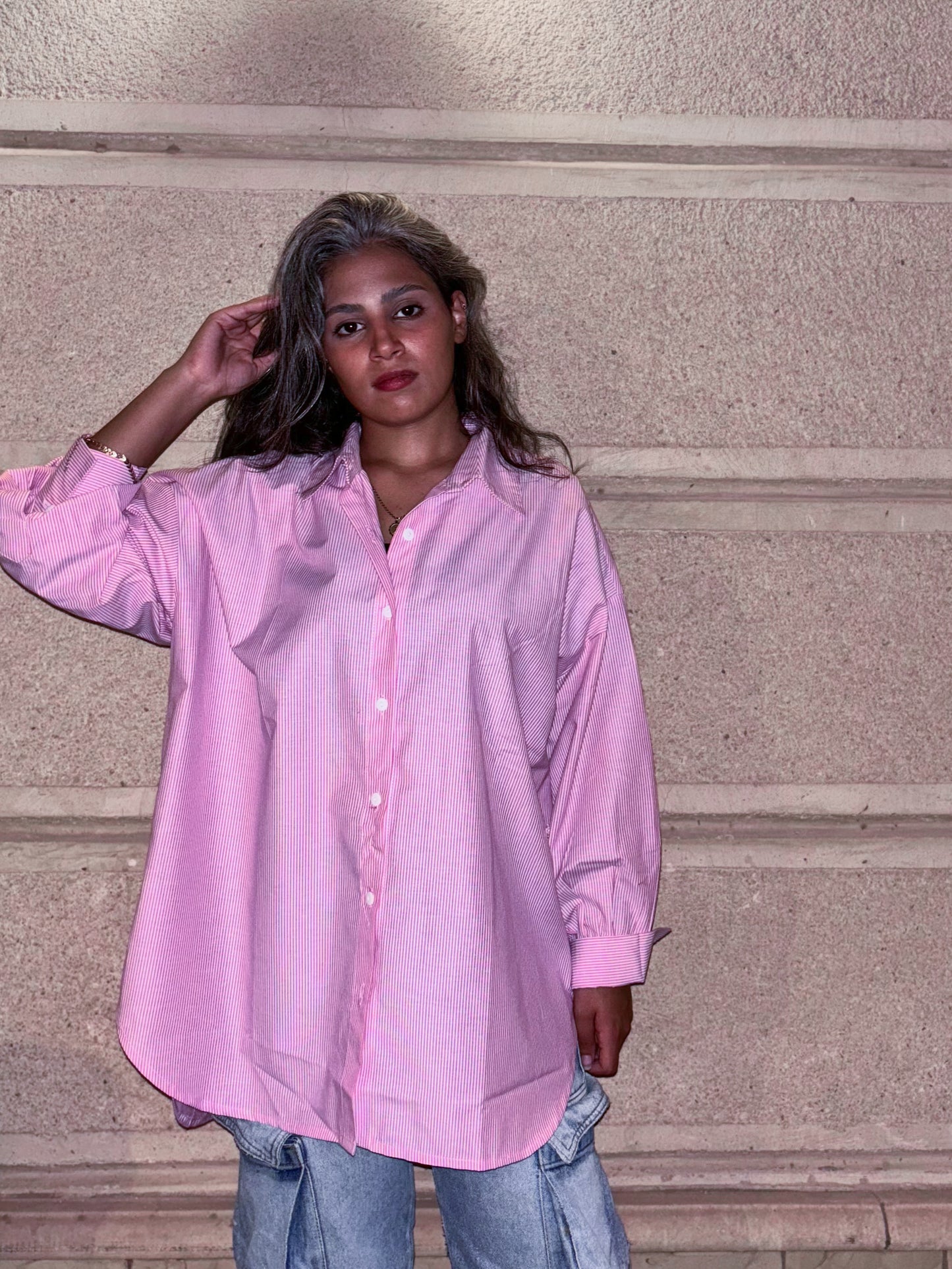 The Dalida Shirt in Striped Pink