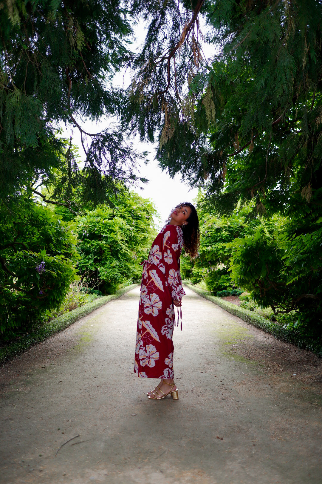 Warda Burgundy Kimono Dress