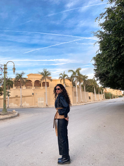 Fayrouz Leather Cropped Pants