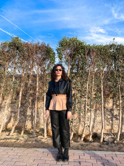 Fayrouz Leather Cropped Pants