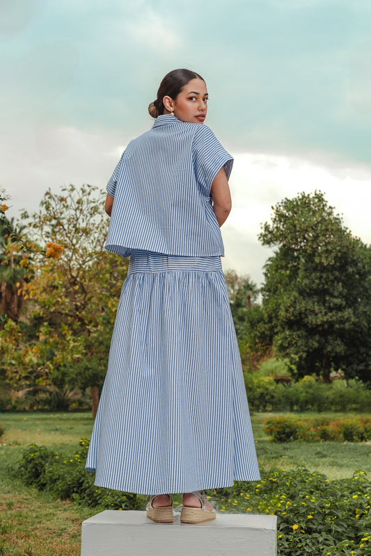 The Haya Striped Blue Skirt