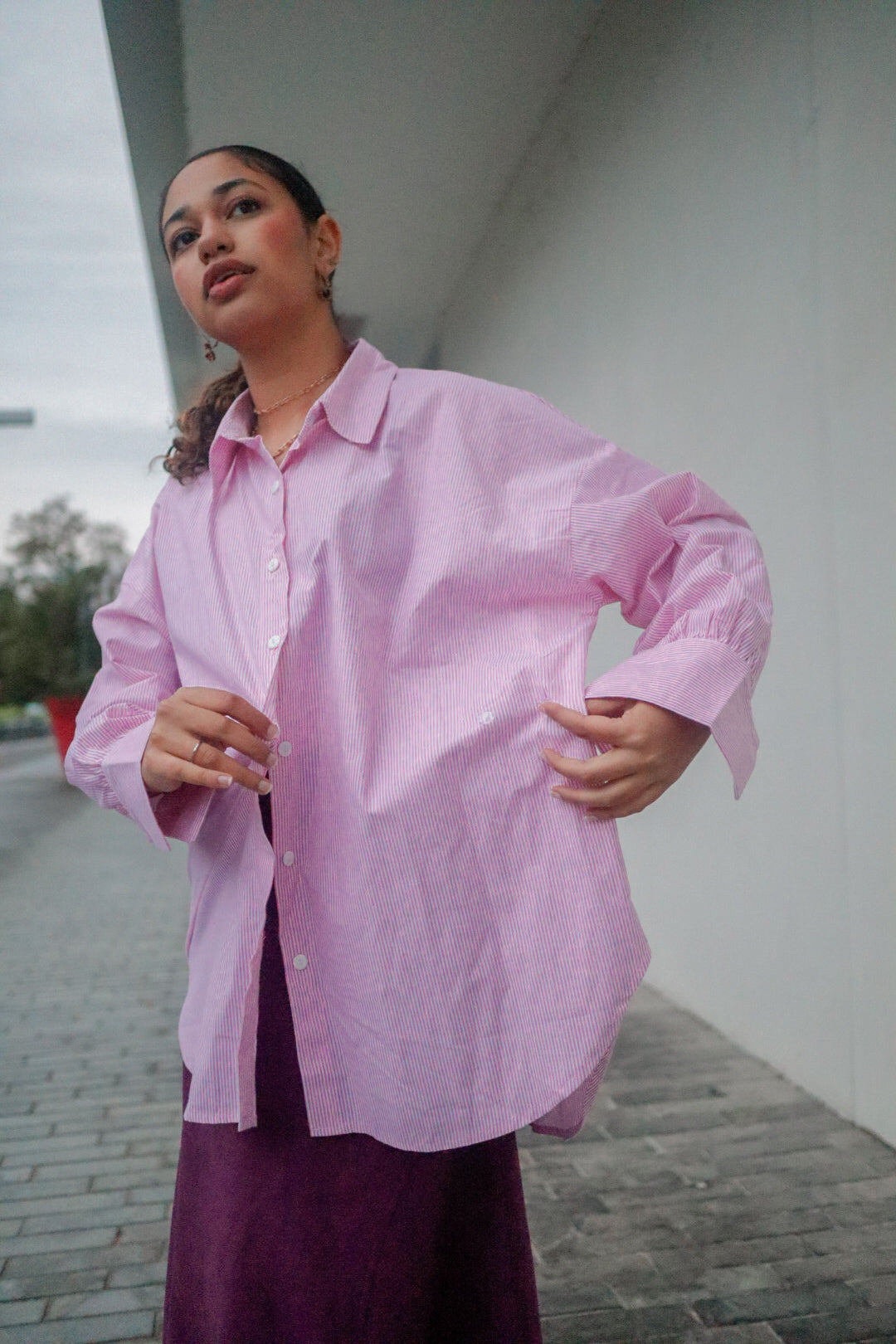 The Dalida Shirt in Striped Pink