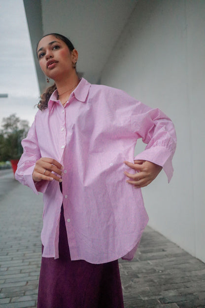 The Dalida Shirt in Striped Pink
