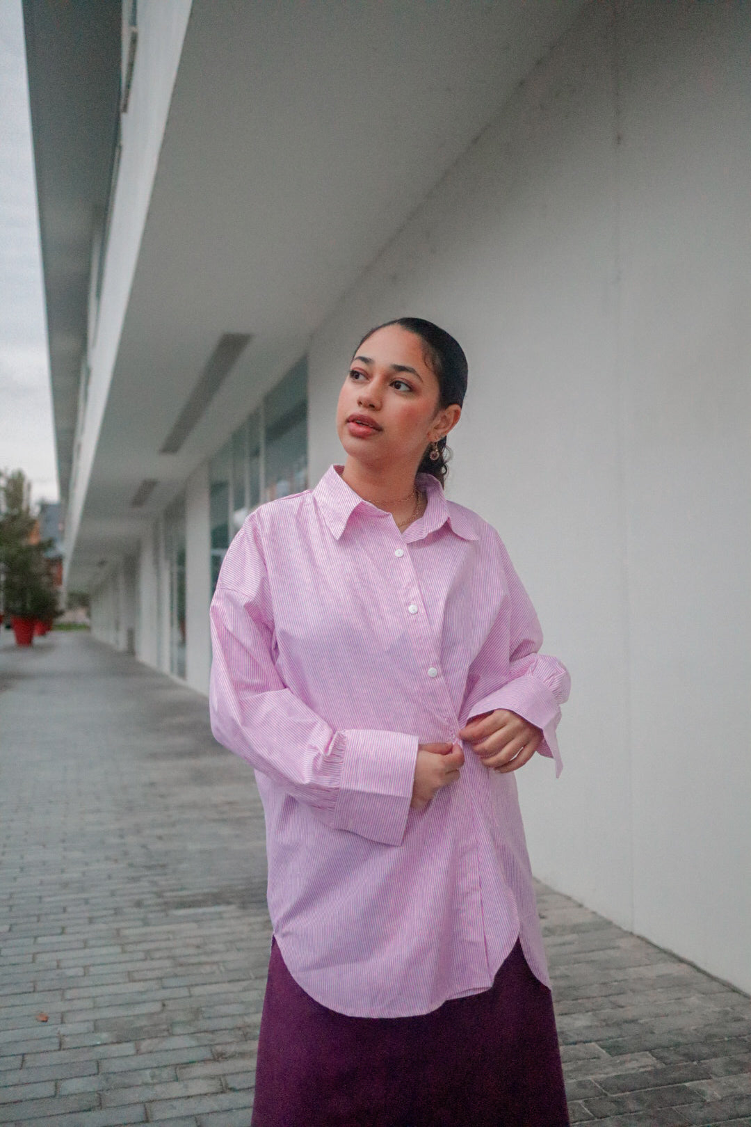 The Dalida Shirt in Striped Pink