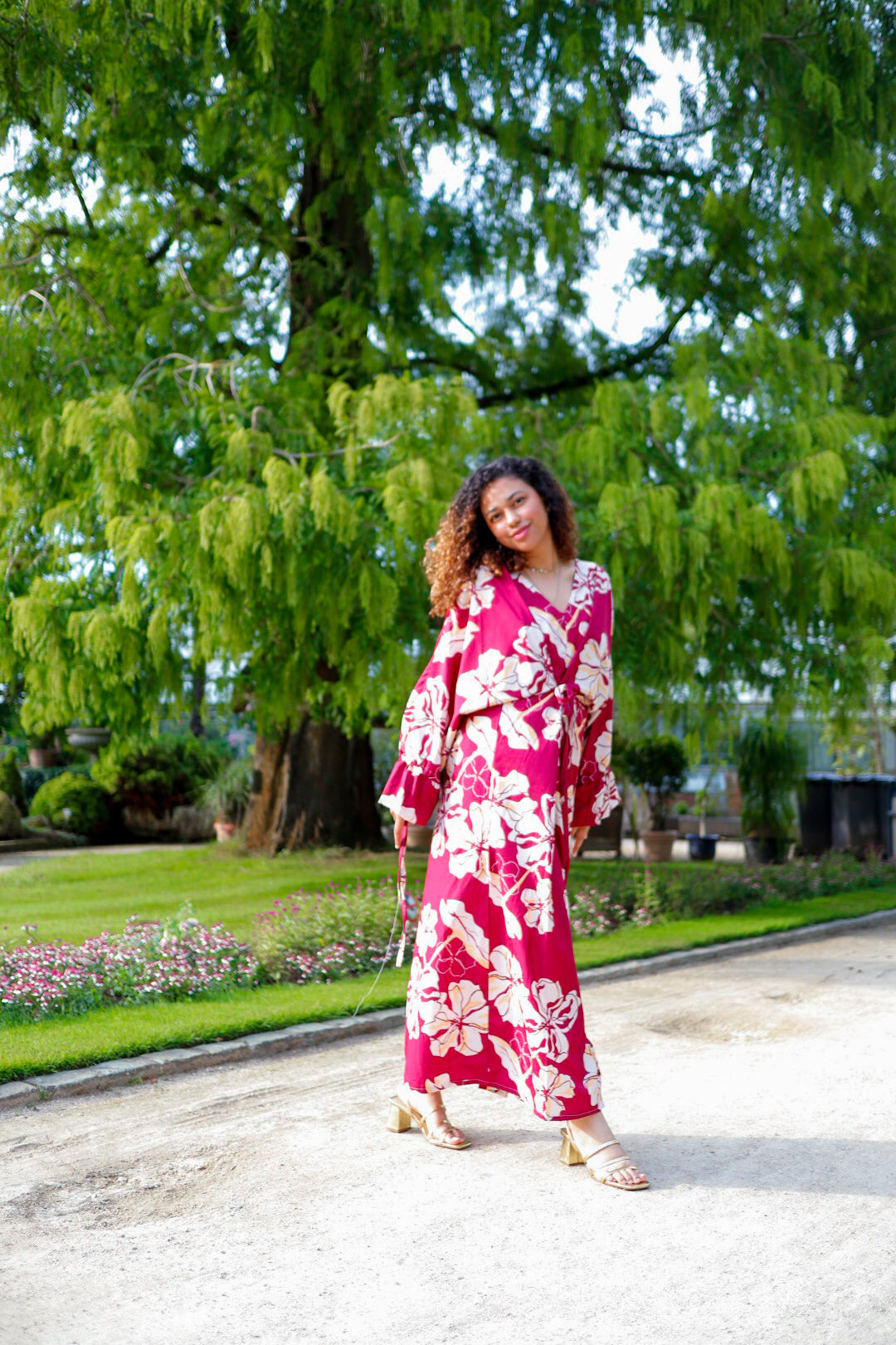 Warda Burgundy Kimono Dress