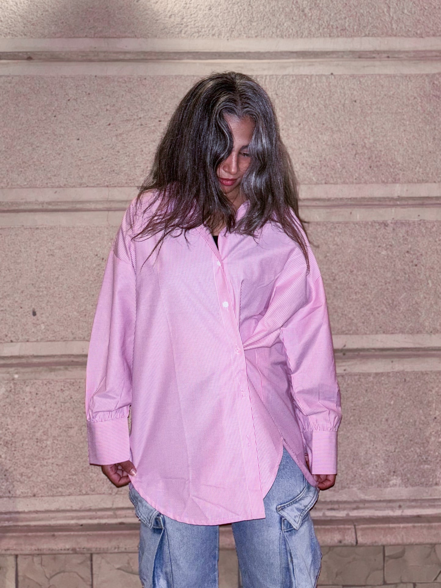 The Dalida Shirt in Striped Pink