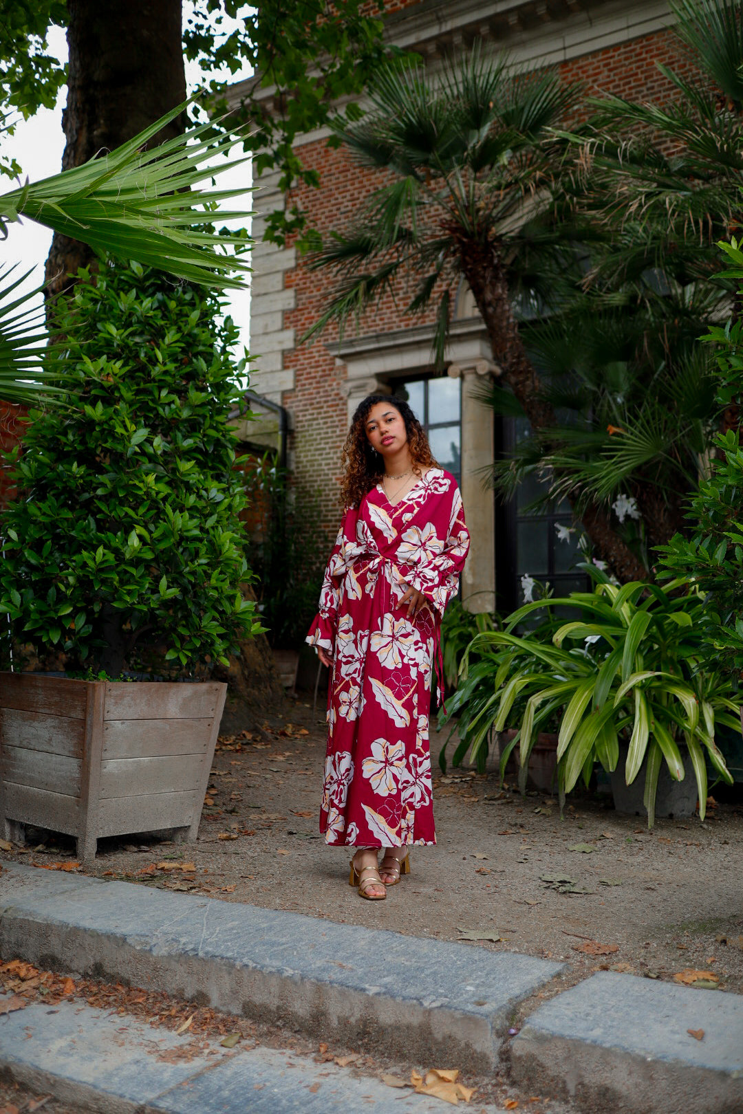 Warda Burgundy Kimono Dress