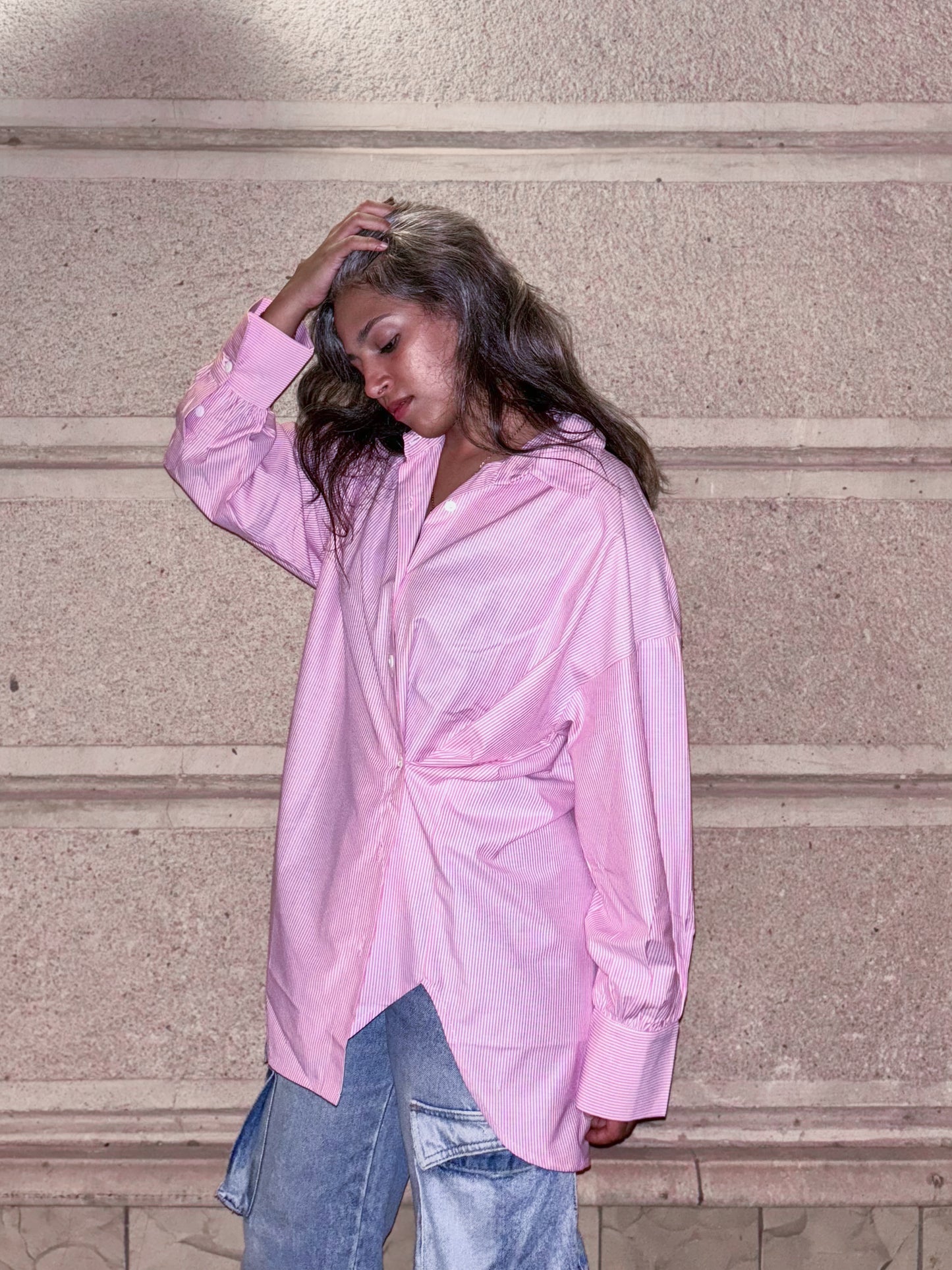 The Dalida Shirt in Striped Pink
