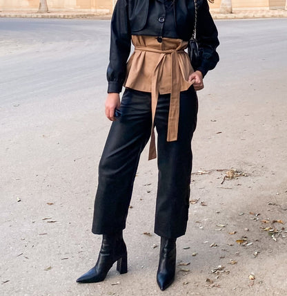 Fayrouz Leather Cropped Pants