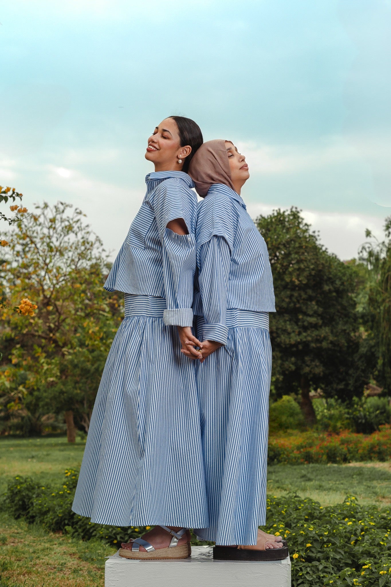 The Haya Striped Blue Skirt