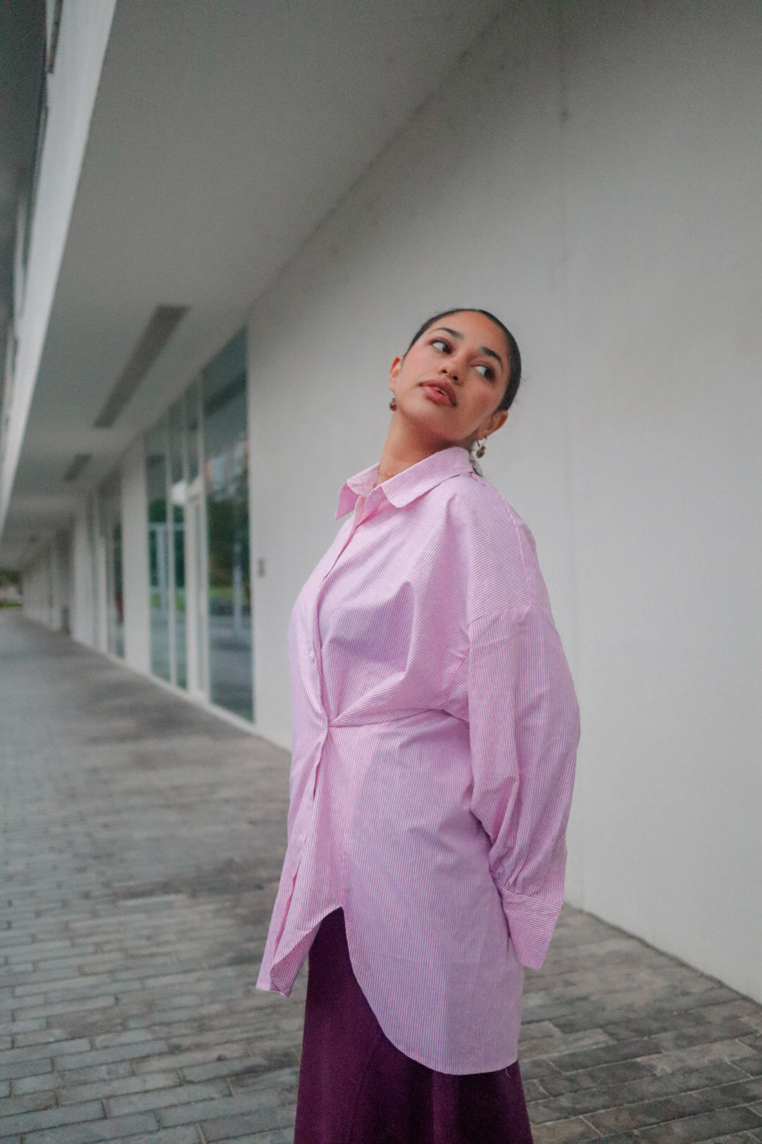 The Dalida Shirt in Striped Pink