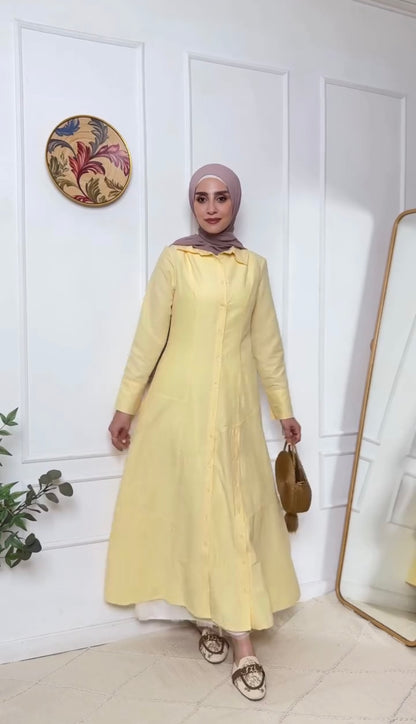 The Malika Longline Shirt in Butter Yellow