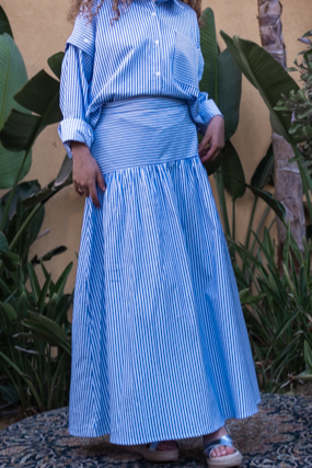 The Haya Striped Blue Skirt