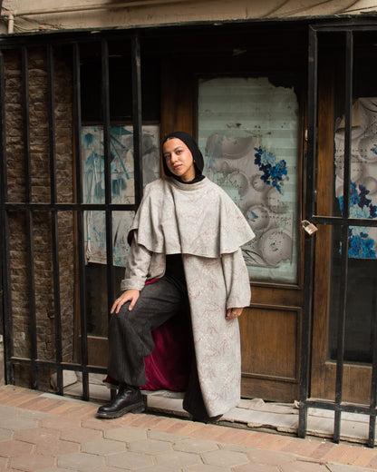 The Sheikha Double Face Kaftan in Velvet Burgundy